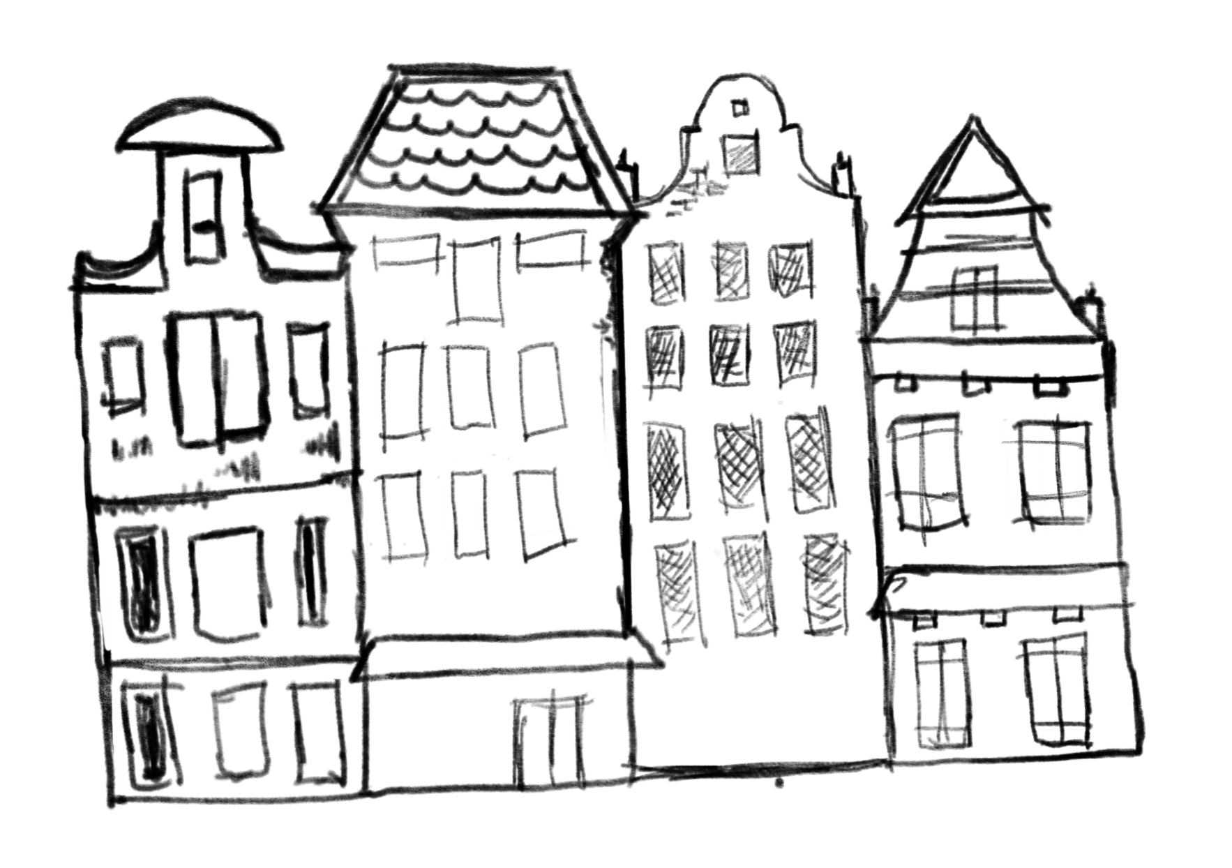 Amsterdam canal houses illustration